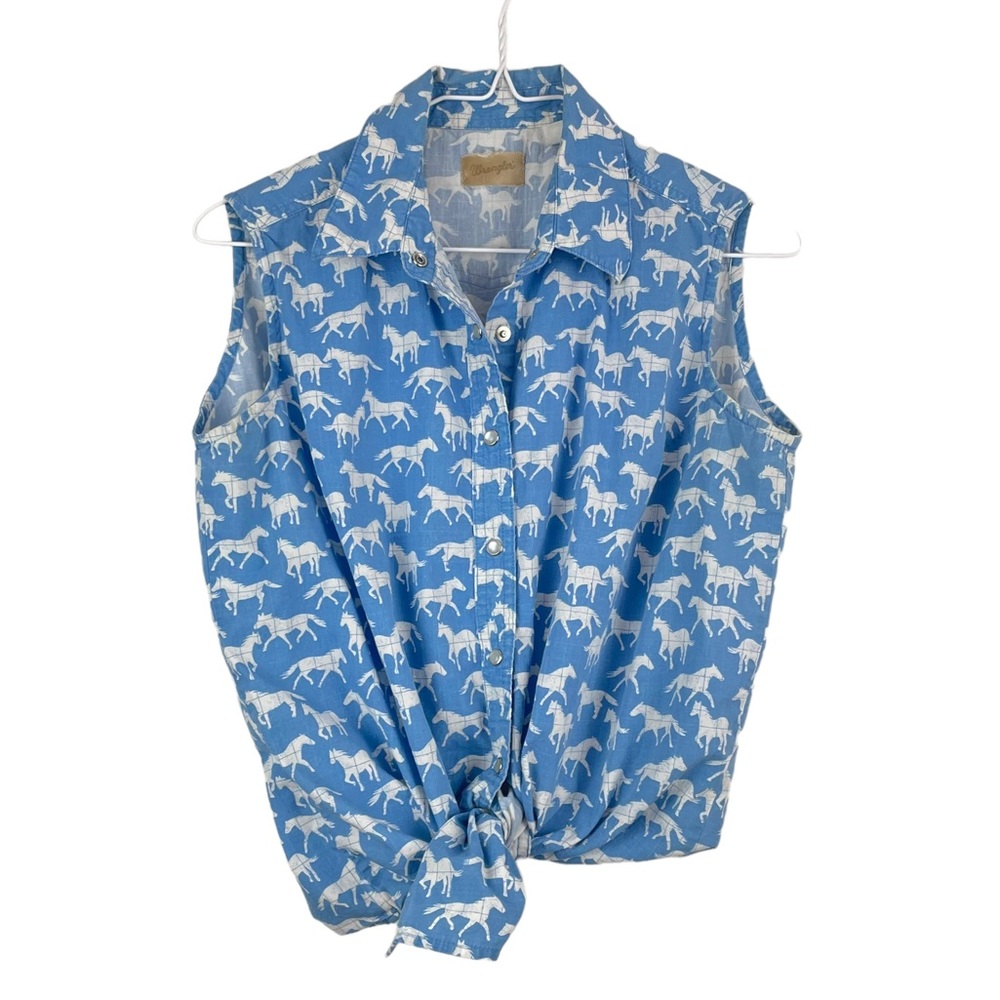 Vintage Wrangler Pearl Snap Sleeveless Horse Shirt